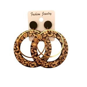 Fashion Jewelry earrings Boho beautiful studded 3.5" lightweight yellow/gold New